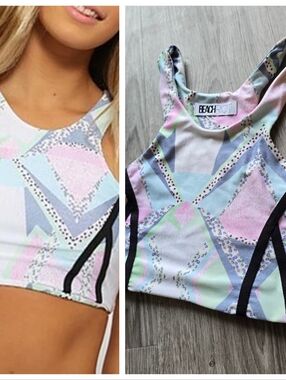 Beach Riot $108 Rio Racerback Bikini Top in Bailando Womens Size Small Medium